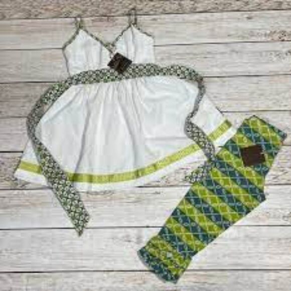 Matilda Jane House of Clouds HOC JULIA green stripe ruffle leggings pants 8 10 - Picture 3 of 3